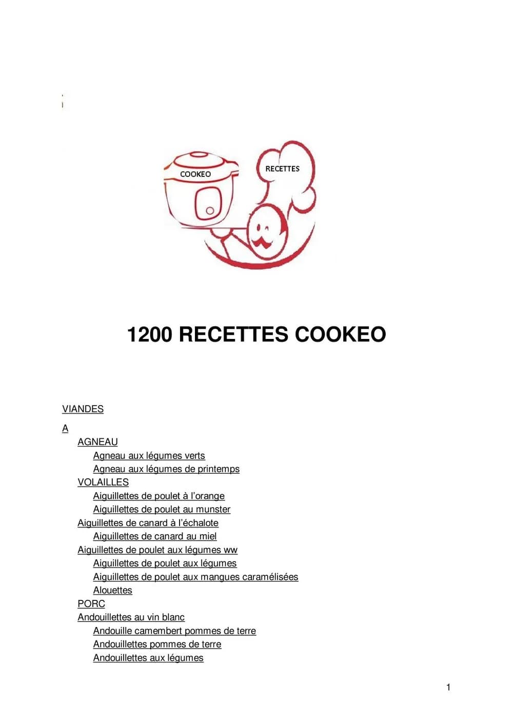 1200 RECETTES COOKEO