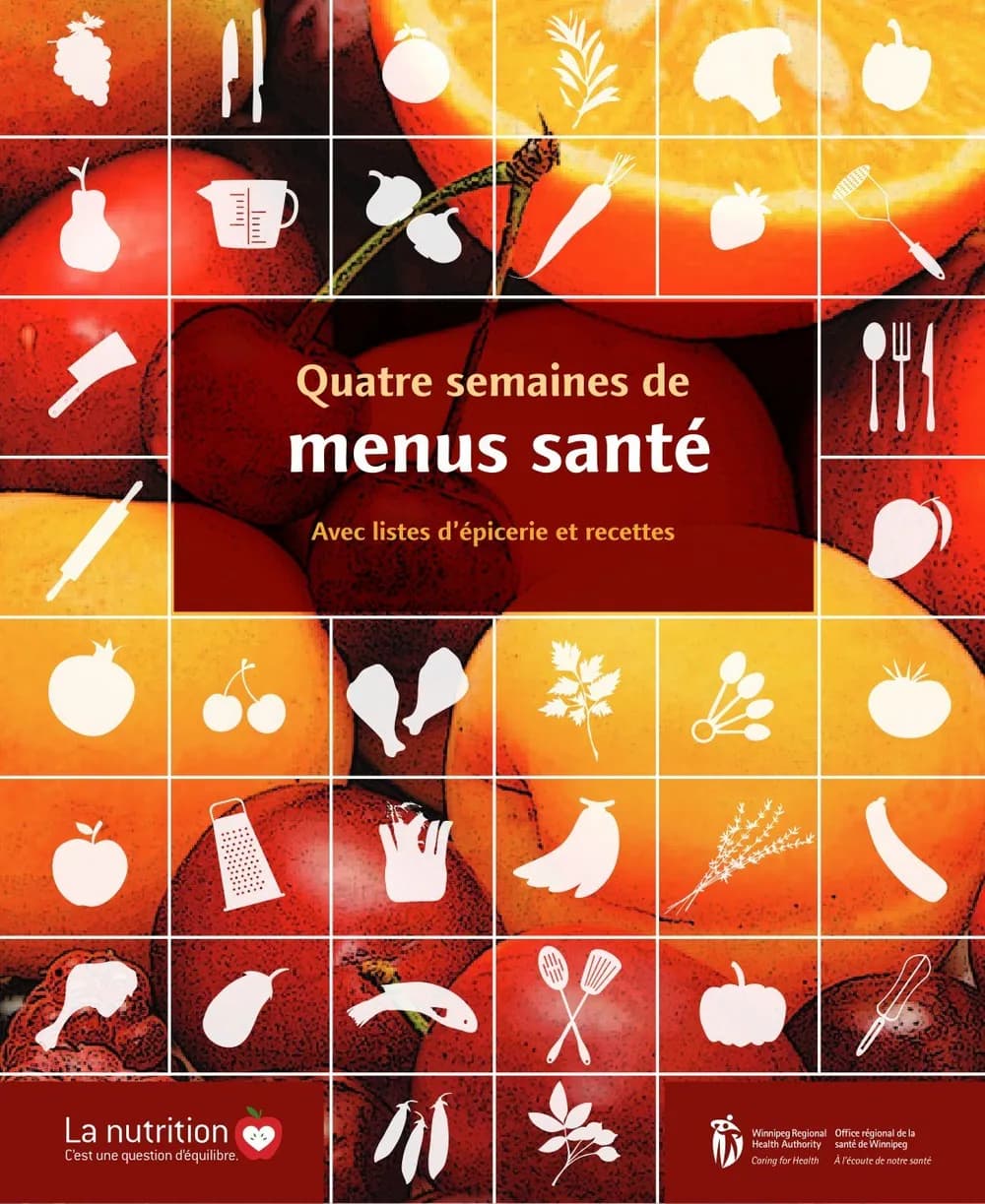 4 SEMAINES DE MENUS SANTÉ, LISTE D'ÉPICERIE ET RECETTES
