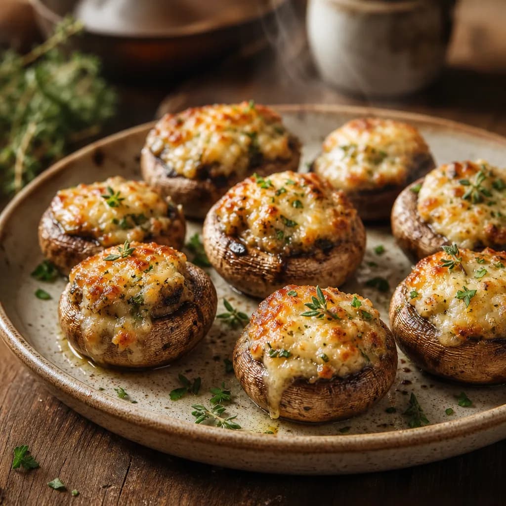 Champignons au four à l'ail et au fromage