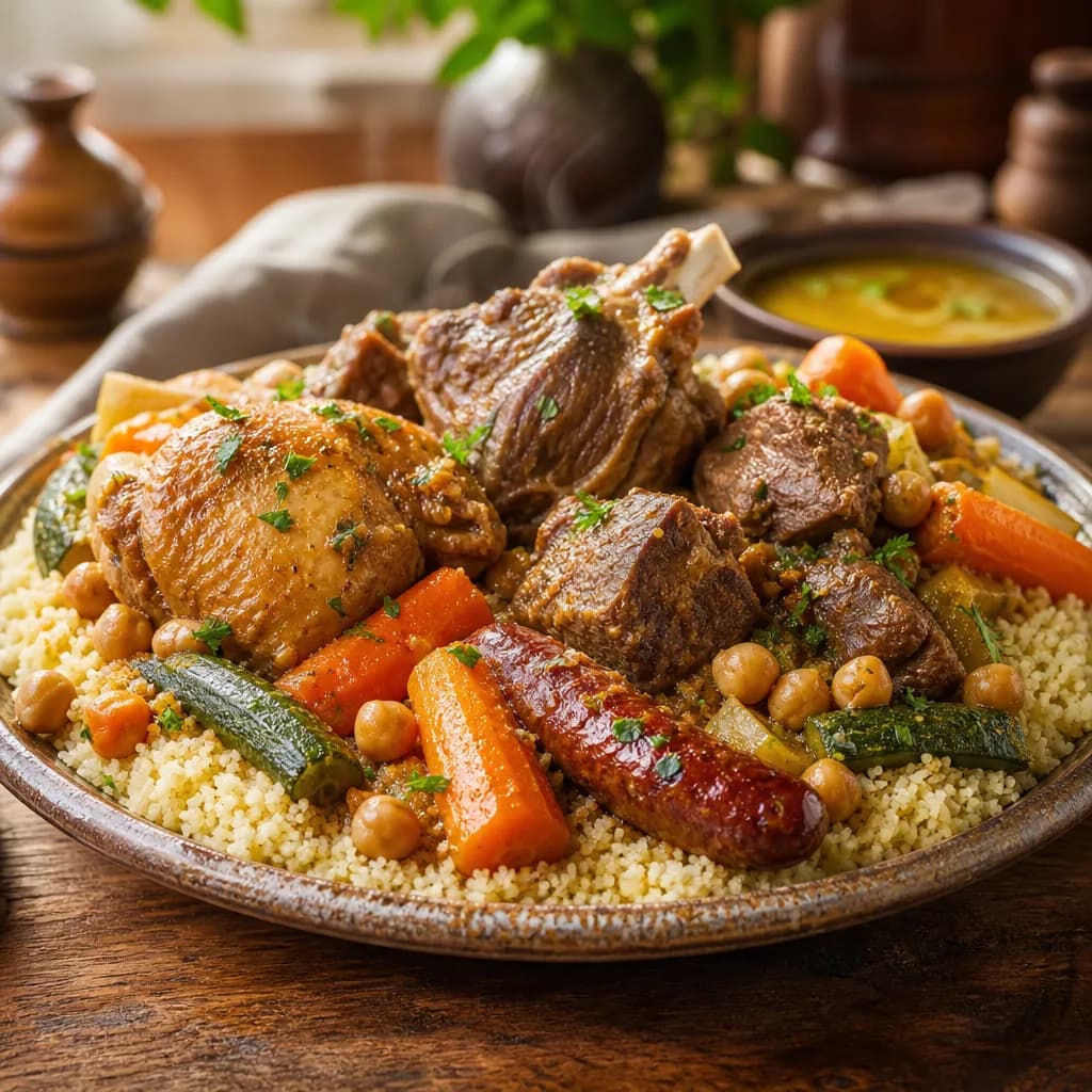 Couscous royal aux quatre viandes
