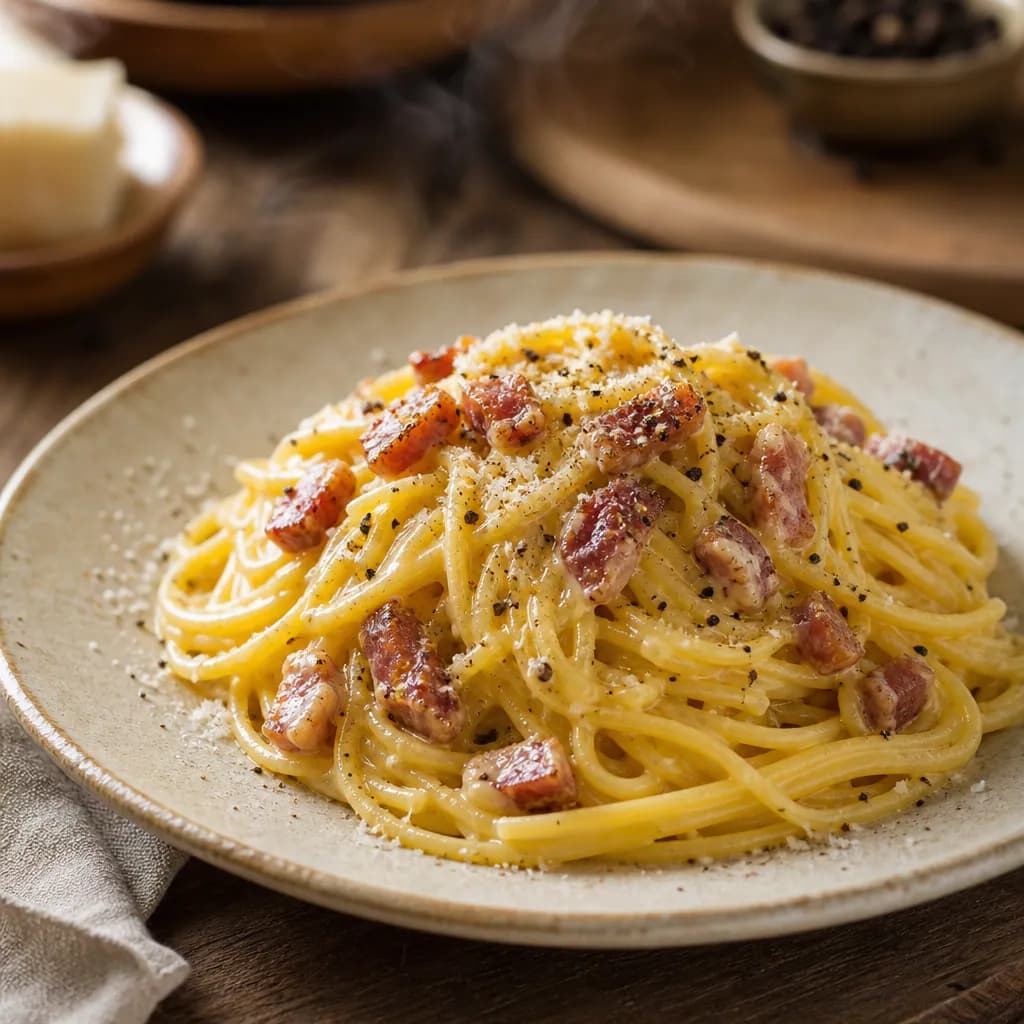 Spaghetti alla carbonara authentique