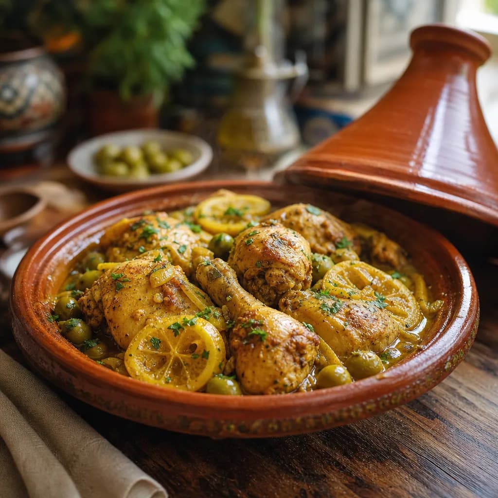 Tajine de poulet aux citrons confits