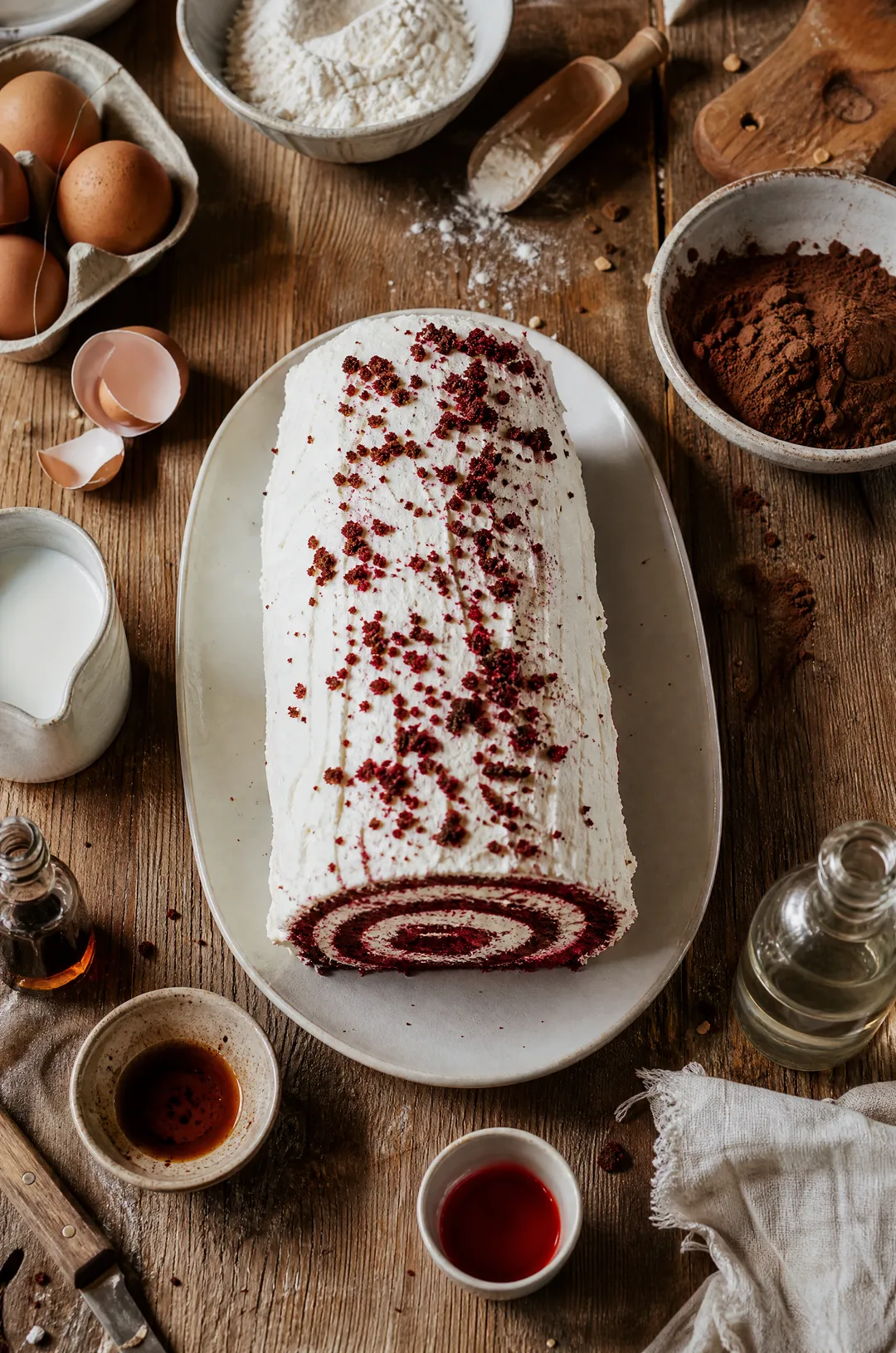 Bûche blanche et rouge