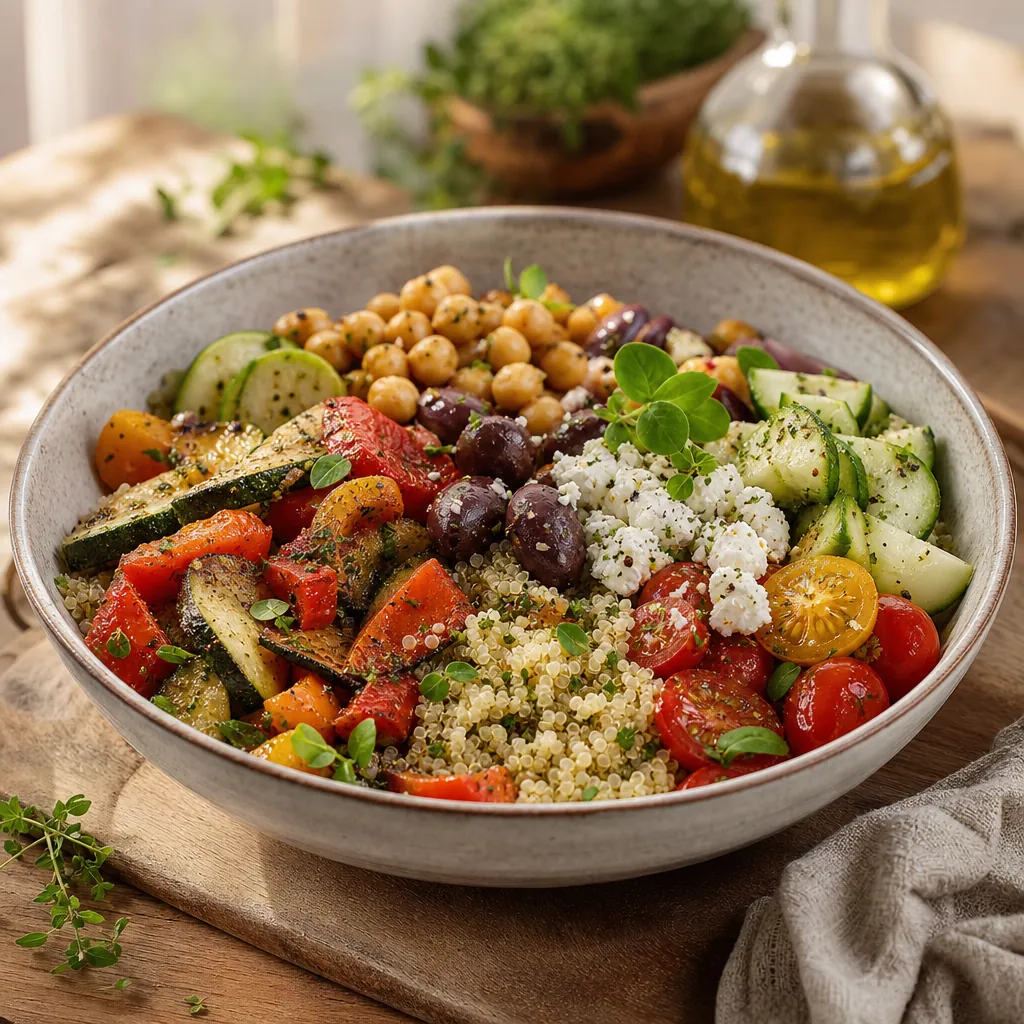 Buddha bowl méditerranéen au quinoa