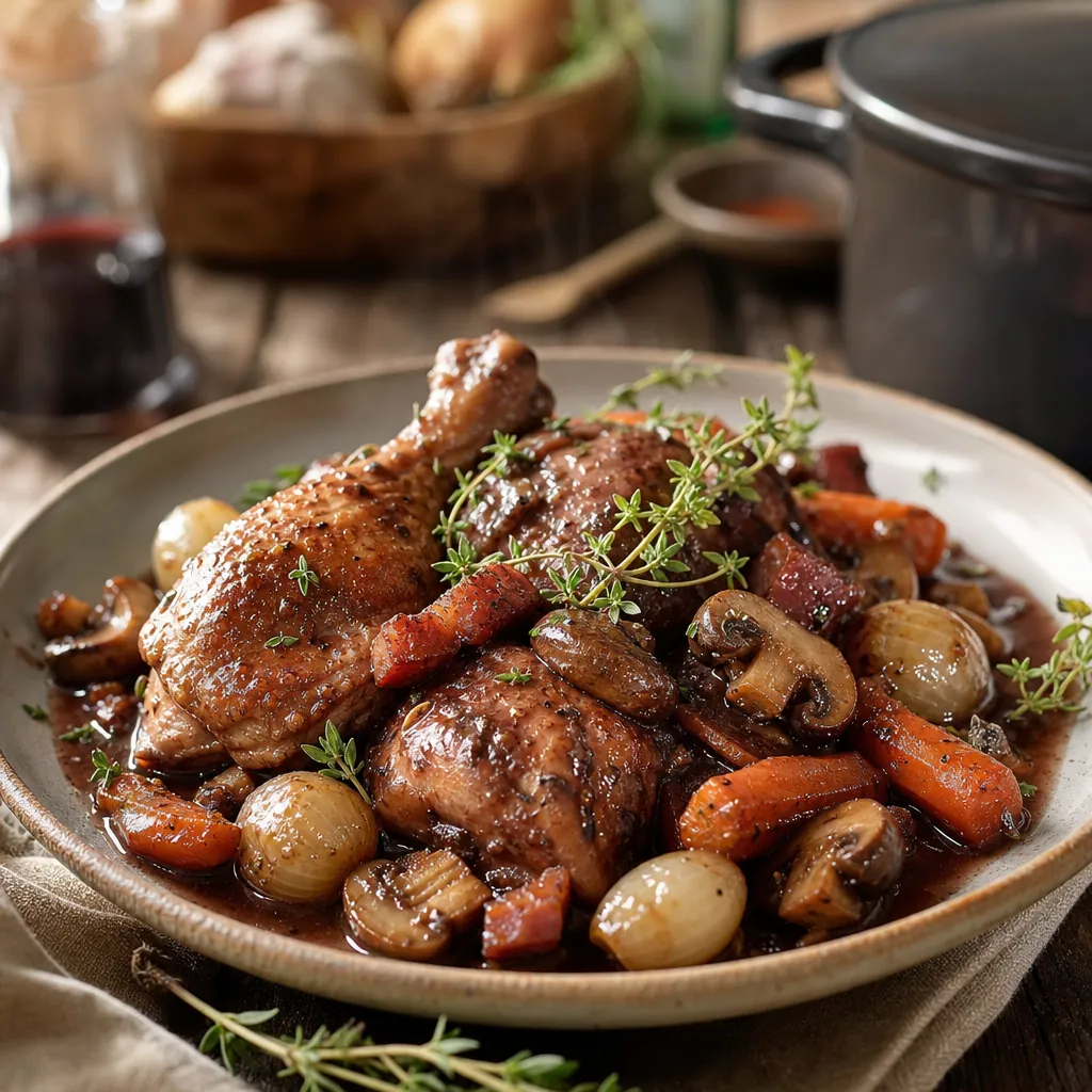 Coq au vin à la bourguignonne