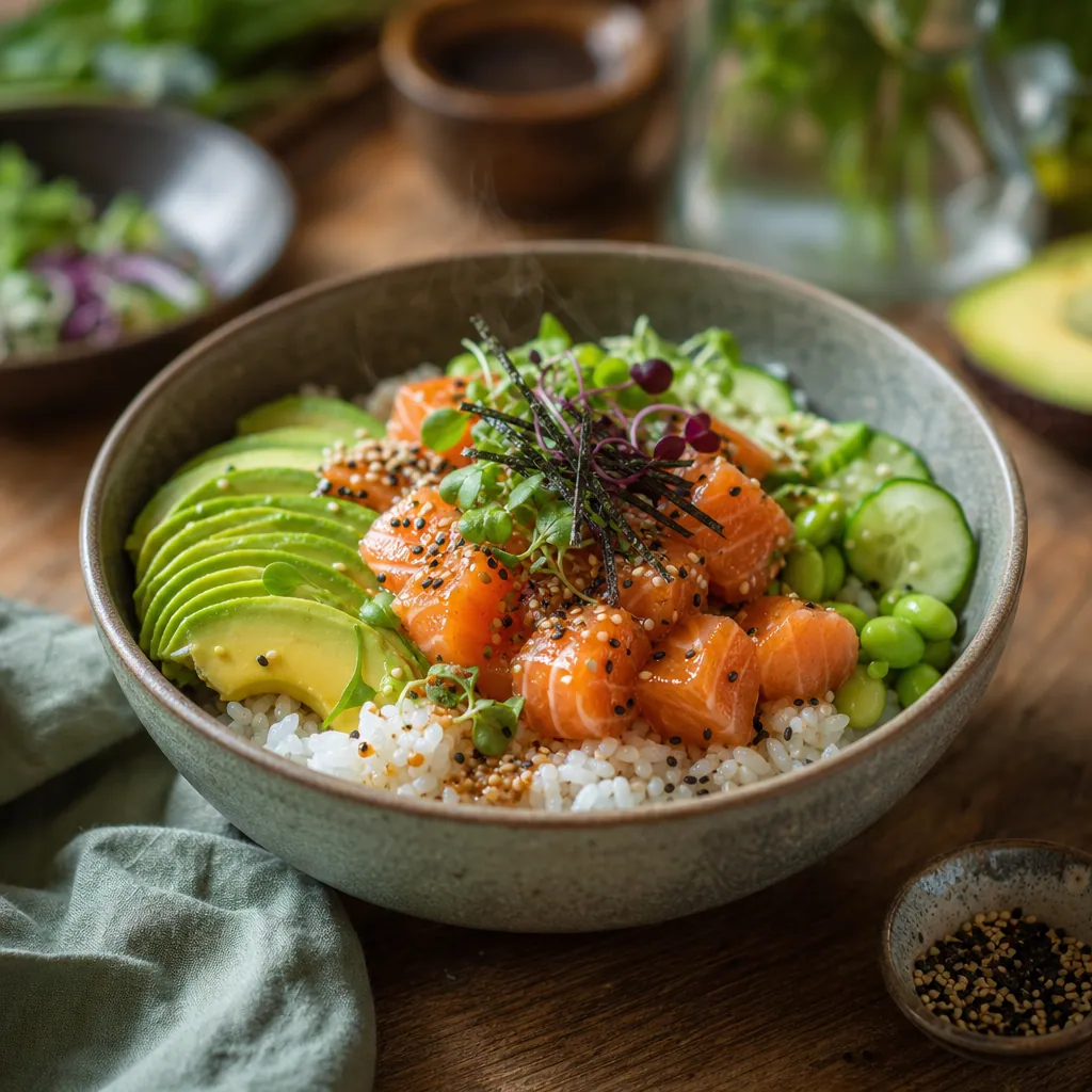Poke bowl saumon avocat
