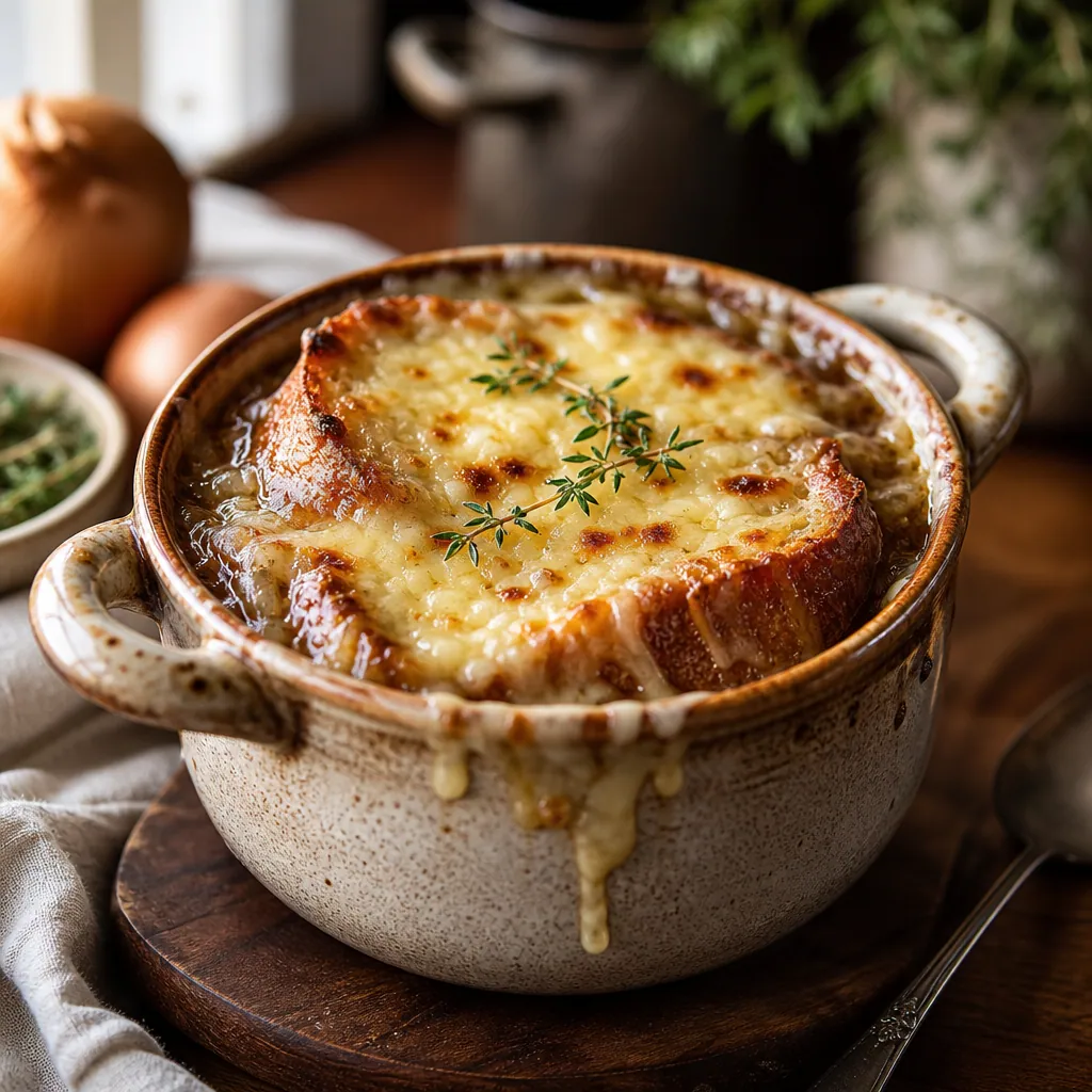 Soupe à l'oignon gratinée