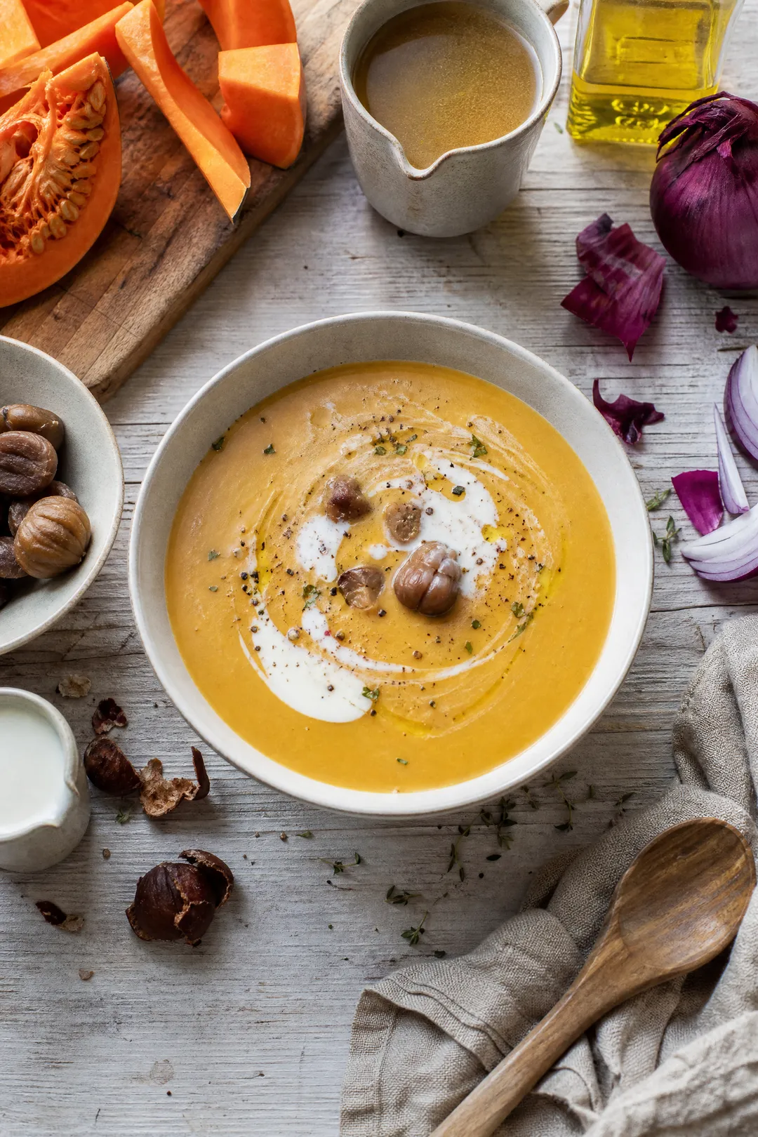 Velouté de châtaignes et potimarron