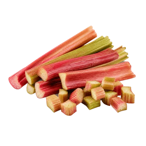 rhubarbe, coupée en cubes